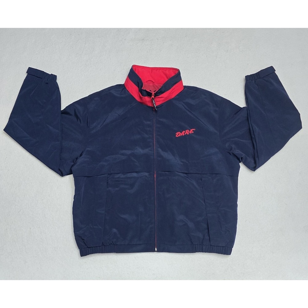Port Authority D.A.R.E. Windbreaker Jacket Mens XL Navy Blue Red Full Zip J764